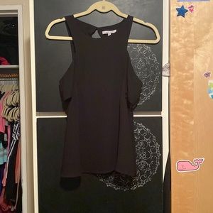 Black dressy tank top with button and zipper in the back